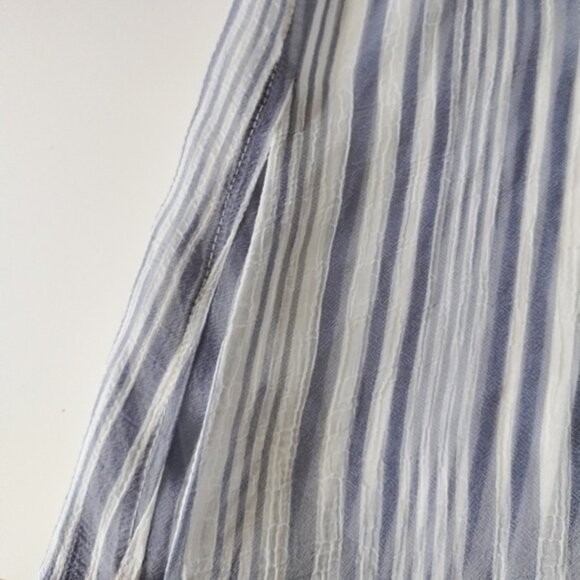 Andree by Unit Button Up Blouse Size Medium Blue Sheer Velvet Trim Embroidered - Picture 7 of 11